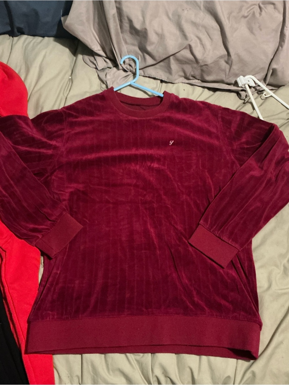 Supreme velour ribbed crew neck pullover